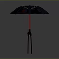 Stylish Dark Blue Umbrella With Red Handle Black Frame And Canopy Design