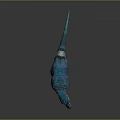 Fierce Blue Dinosaur Character With Orange Spots And Open Mouth