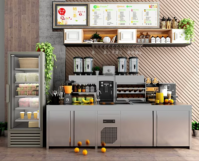 Modern Stainless Steel Functional Kitchen Desk With Storage And Appliances 3d model