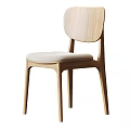 Modern Minimalist Solid Wood Dining Chair With Soft Fabric Padded Seat For Home Use