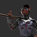 Anthropomorphic Dog Character In Mechanical Suit With Goggles And Baseball Bat