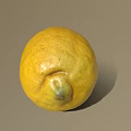 Single Ripe Yellow Lemon With Bright Shiny Surface On Gray Background 3d model