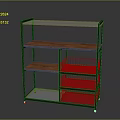 Modern Storage Shelf With Metal Frame Wooden Shelves Wire Baskets And Wheels