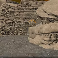 Rugged Natural Rocky Terrain Featuring Layered Stone Walls And Large Boulder Formations