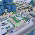 Modern Urban Architecture With Green Roofs Tall Buildings And Streets