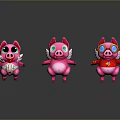 Adorable Pink Pig Characters With Different Costumes Wings And Lightning Accessories
