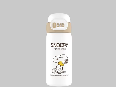 Snoopy Insulated Vacuum Cup White With Beige Lid Cute Design Since 1950 3d model