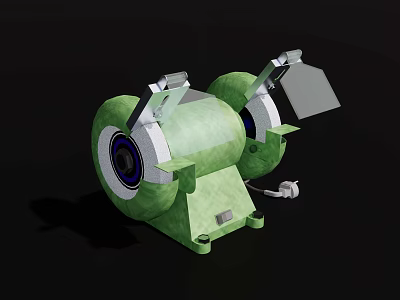 Industrial Bench Grinder With Dual Grinding Wheels Green Body And Protective Guards 3d model