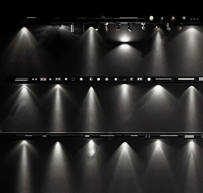 Modern Track Lighting Combination With Multiple Adjustable Spotlights For Ceiling Mounted Illumination 3d model