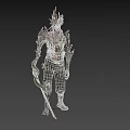 Dark Fantasy Game Movie Character With Spiked Head Thorny Body And Tattered Clothing Holding Dagger