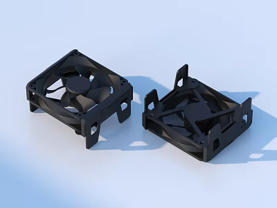 Small Black Square Cooling Fans for Household Electronic Devices with Sturdy Brackets 3d model