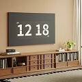 Modern Wooden TV Stand With Drawers Open Shelves TV Books And Decor In Living Room
