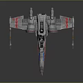 Sci Fi Starfighter Weapon With Red And Blue Stripes Multiple Engines 3d model