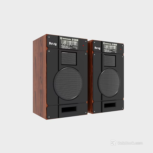 BING Dynamic Bass Wooden Cabinet Stereo Speakers For Home Audio 3d model 