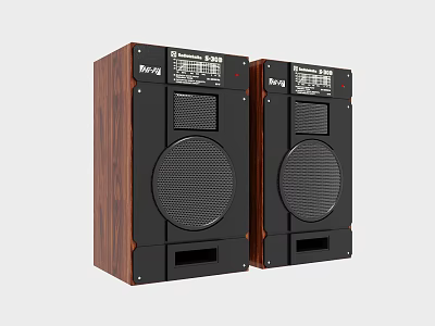 BING Dynamic Bass Wooden Cabinet Stereo Speakers For Home Audio 3d model