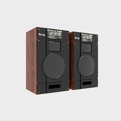 BING Dynamic Bass Wooden Cabinet Stereo Speakers For Home Audio 3d model