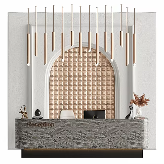 Office Reception Desk Front Desk Background 3d model