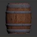 Rustic Wooden Barrel With Metal Hoops And Textured Wood Staves