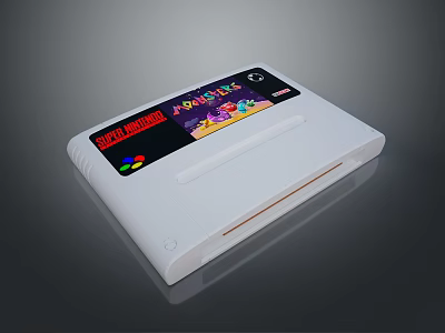 White Retro Gaming Computer Device Featuring Super Nintendo And Power Play Screen 3d model