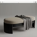 Modern bed end stool 3d model
