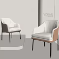 Elegant Modern Beige Upholstered Dining Chairs With Armrests Metal Legs On White Display Platform