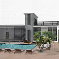 Luxury Detached Villa with Private Pool Wooden Deck Sun Loungers Tropical Trees Mountain View