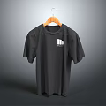 Black T-shirt Hanging On Orange Hanger With White Logo Design