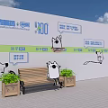Green Storefront Exterior with Cartoon Characters for Guazi Used Car Taoche Festival Promotion