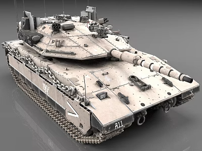 Military Tank With Heavy Tracks Long Cannon Armored Turret And Weapon Systems 3d model