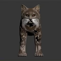 3D Model of a Cat With Brown White Stripes Red Eyes and Standing Pose