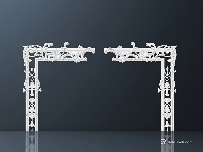 Elegant White Carved Decorative Frames With Symmetrical Patterns And Intricate Details 3d model 