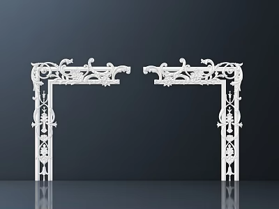 Elegant White Carved Decorative Frames With Symmetrical Patterns And Intricate Details 3d model