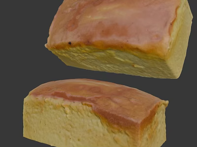 Two Freshly Baked Square Bread Loaves With Golden Crust And Soft Texture 3d model