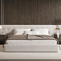 Contemporary Bedroom Interior With Dark Wooden Wall Light Headboard Nightstands Rug And Accent Chair