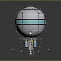 Scientific Spherical Device With Metallic Frame Teal Stripe And Support Structure