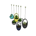 Modern hanging basket potted plant pendant wall decoration 3d model