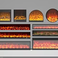Various Modern Fireplace Designs With Different Shapes And Realistic Flame Effects 3d model