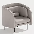Modern Light Gray Single Sofa With Curved Backrest And Metal Legs