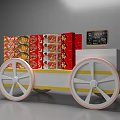 Commercial Wheeled Retail Cart Featuring Packaged Goods And Digital Display For Merchandising