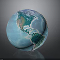 Blue Globe With Continents And Oceans On Smooth Surface And Gray Background