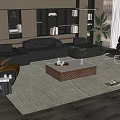 Minotti Sofa Coffee Table Combination Multi-person Sofa Coffee Table Leisure Chair Side Table Corner Table 3d model