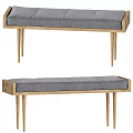 Minimalist Modern Wooden Bench With Gray Cushion And Solid Legs For Home Interior