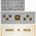 Decorative Room Partition With Grid Pattern And Circular Golden Frames Design