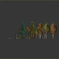 Cartoon Pixel Art Scenery With Colorful Trees Path And Colored Ground Areas