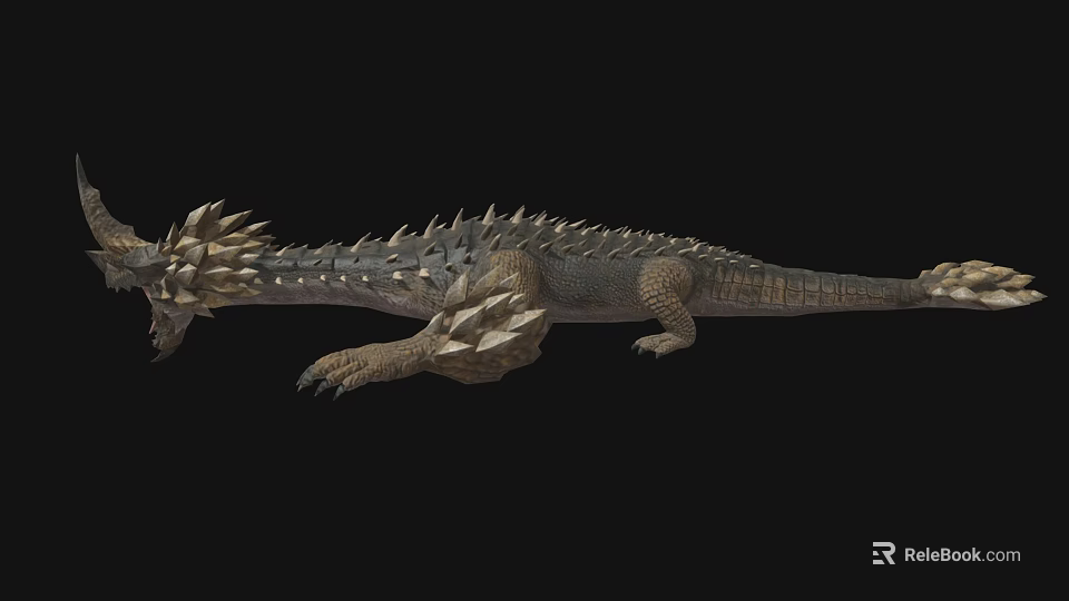Mythical Fantasy Beast Game Character With Spiked Back Armored Scales And Claws 3d model 