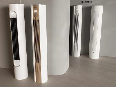 Modern Tower Style Air Cooler Fans With White Gold Design And Multiple Models 3d model