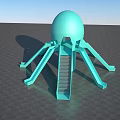 Turquoise Octopus Shaped Playground Equipment Featuring Spherical Dome And Multiple Slides