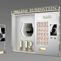 Luxury Helena Rubinstein Cosmetics Display Shelf with Face Sculptor and Lipsticks in Elegant Gold Frame