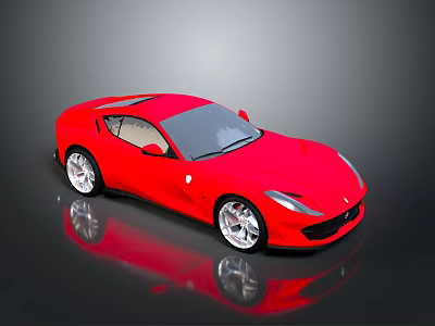 Red Sports Car With Sleek Aerodynamic Body And Silver Alloy Wheels Shiny Reflection 3d model
