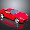 Red Sports Car With Sleek Aerodynamic Body And Silver Alloy Wheels Shiny Reflection